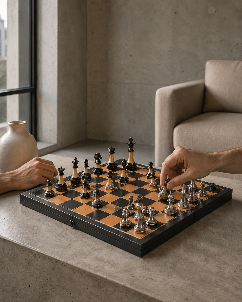 Partie d'échecs en cours sur Le Kingsley