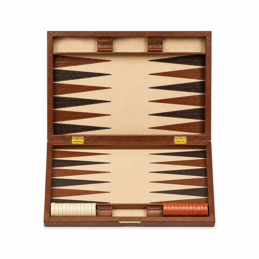 Le Halden, backgammon en bois pliant 38 cm, vue sur fond blanc