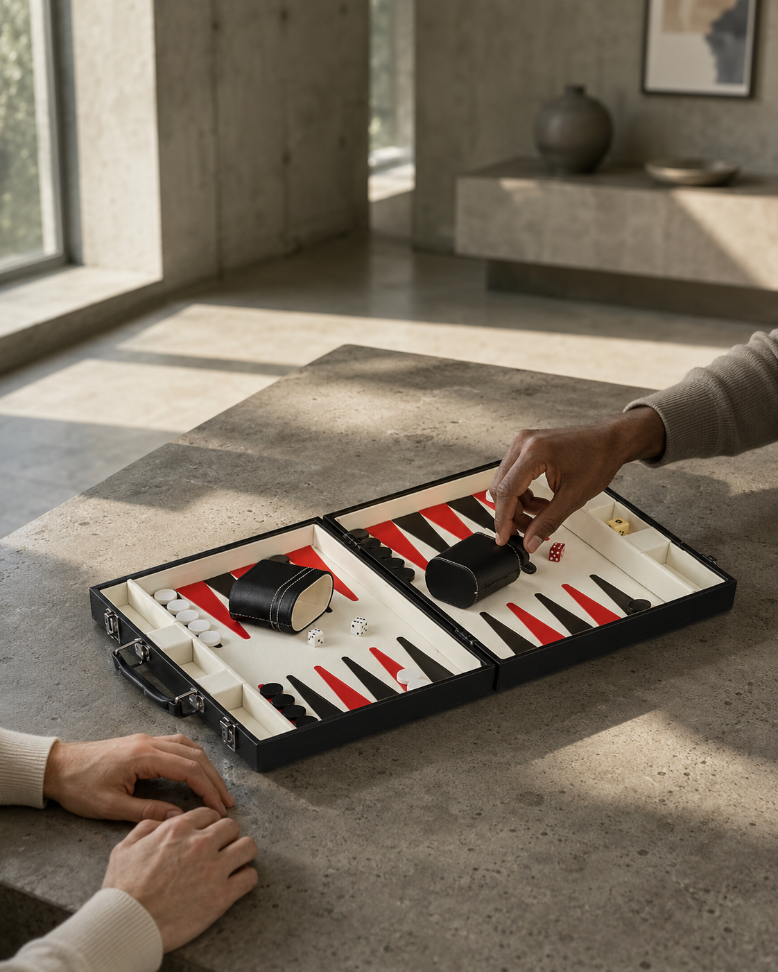 Partie de backgammon en cours sur Le Winslow