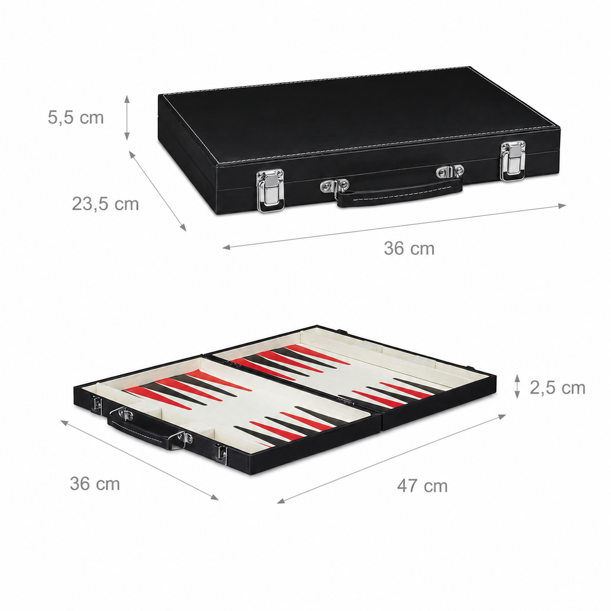 Dimensions du Winslow, 47 x 36 cm ouvert, 36 x 23,5 cm fermé